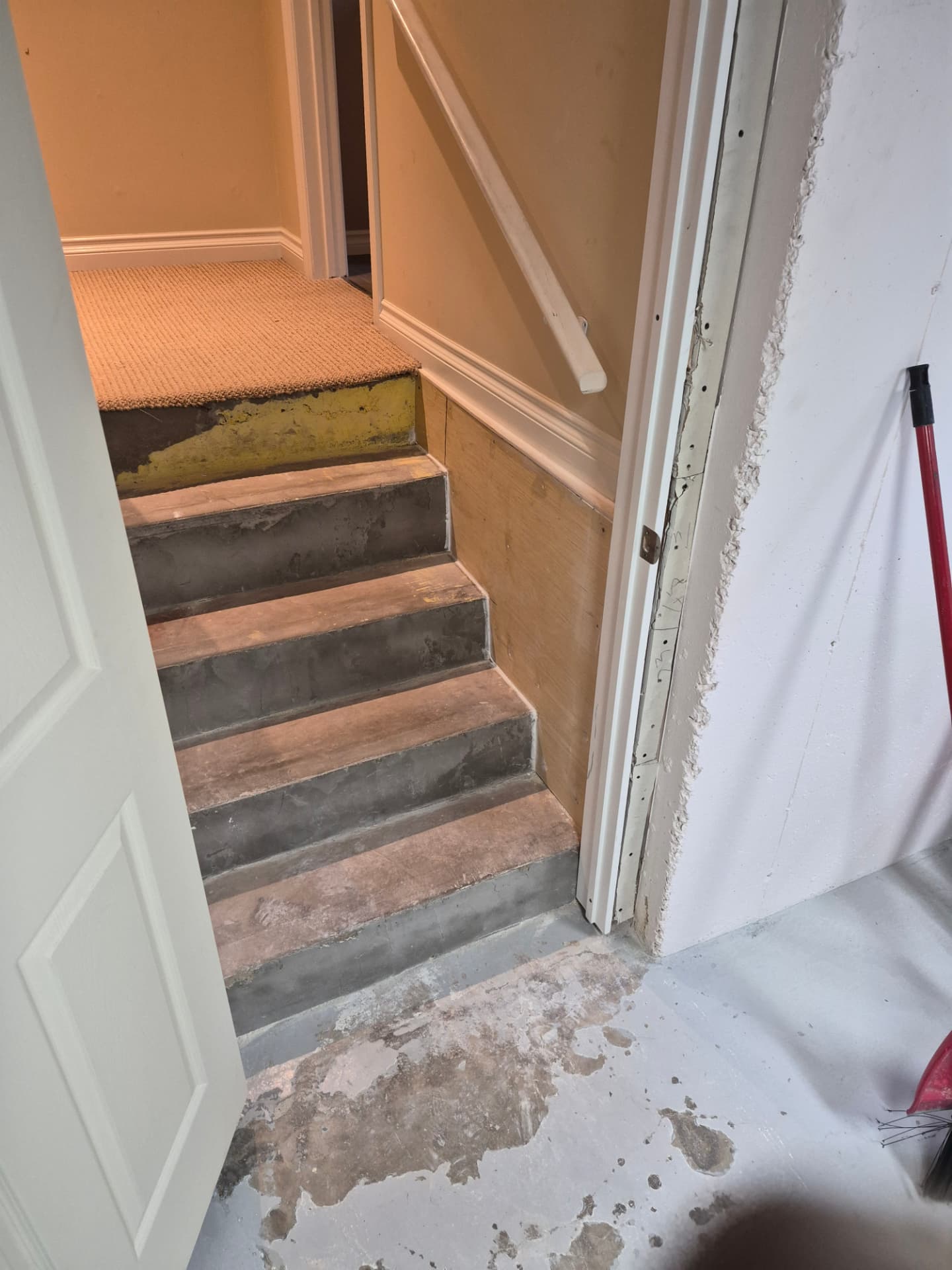 Stairs stripped back before rebuild