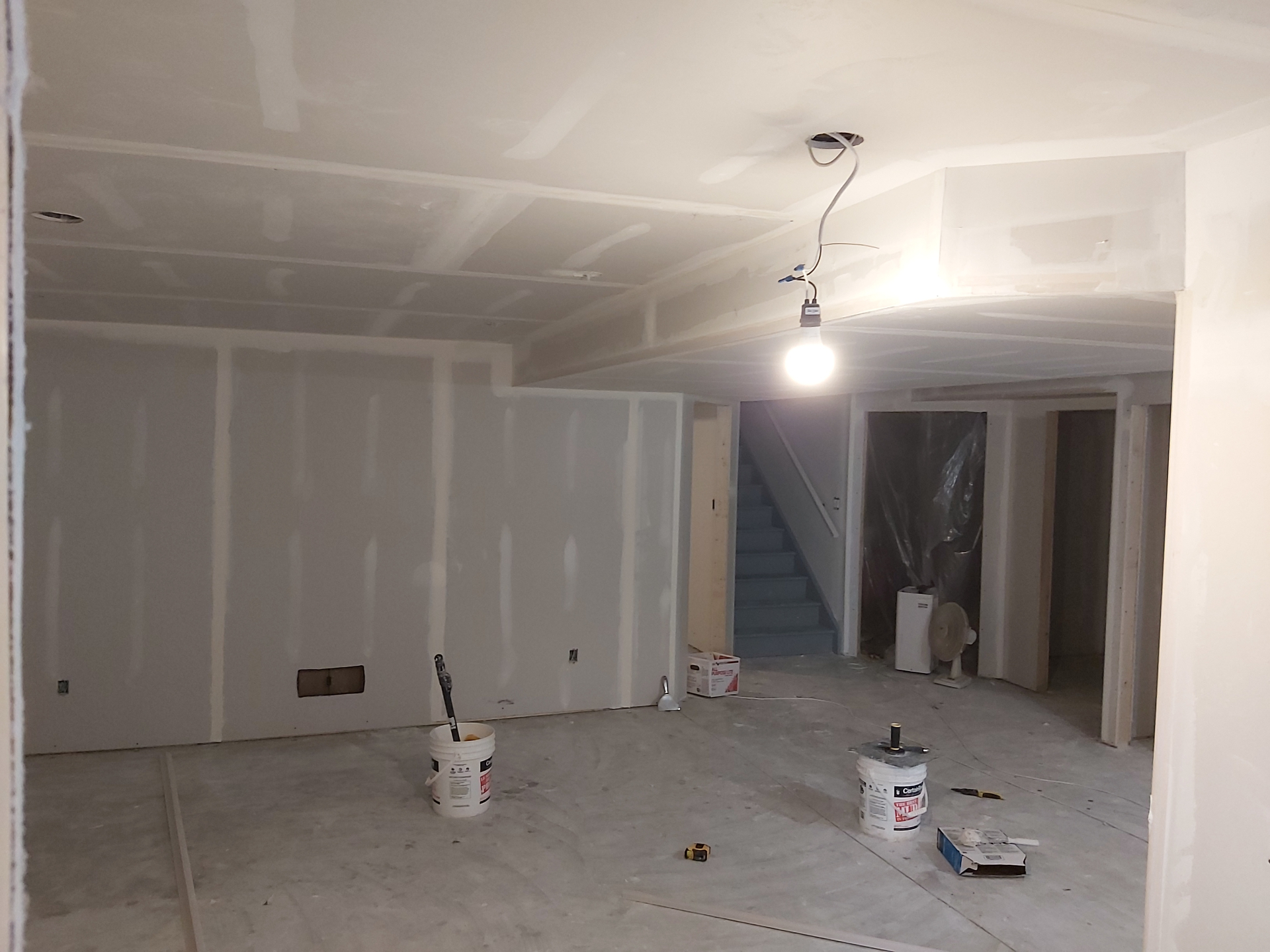 Basement main space — stairs & bulkhead
