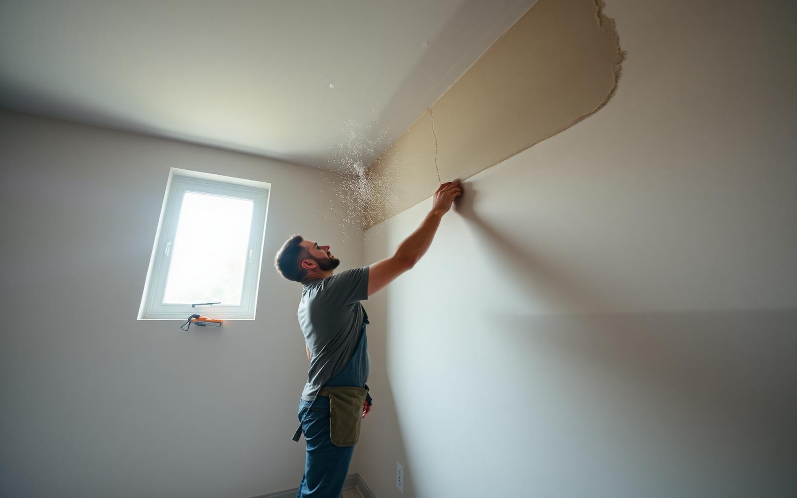 Drywall installer finishing a wall on a JCA Construction job site