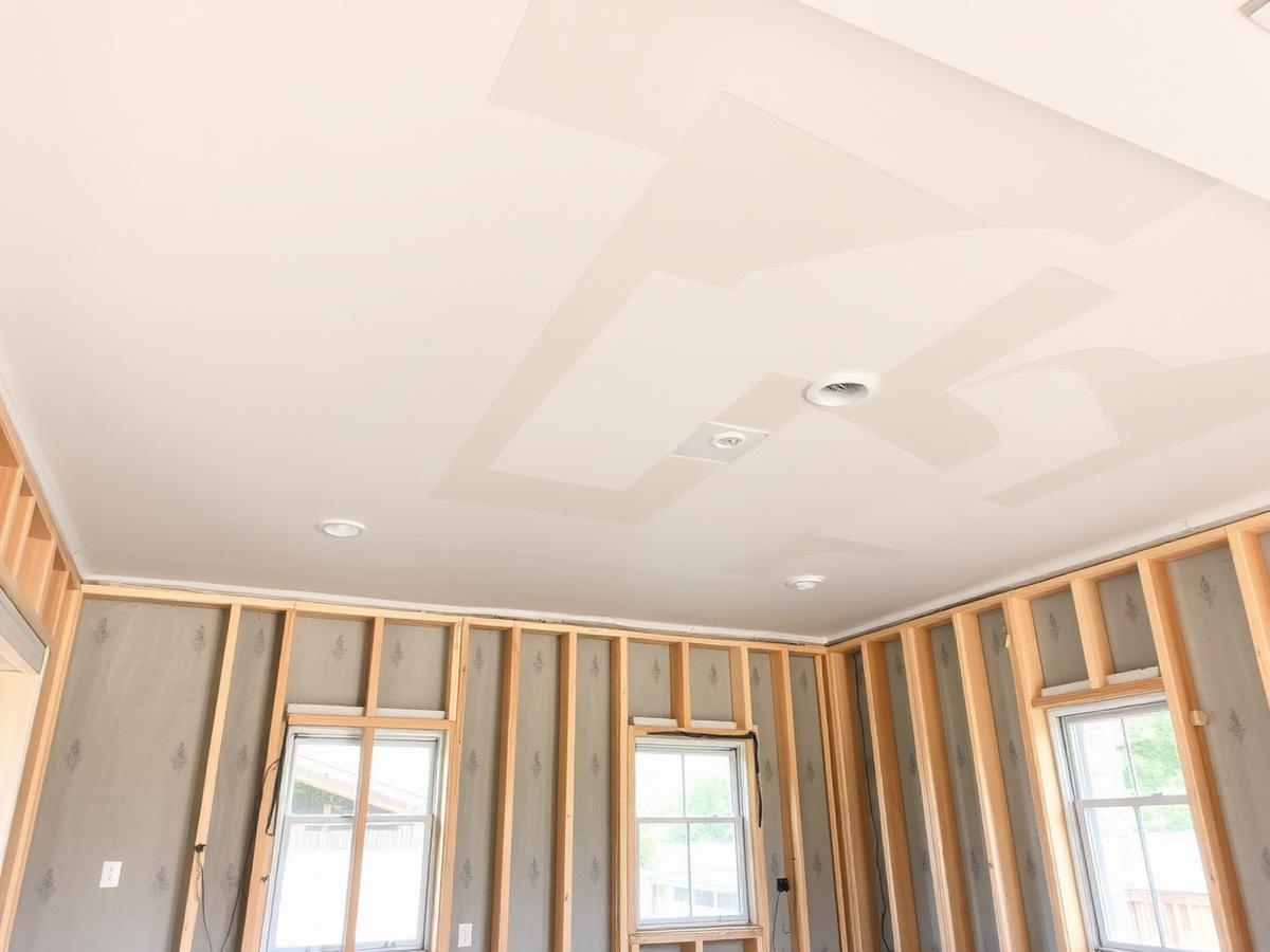 New build interior with drywall installed